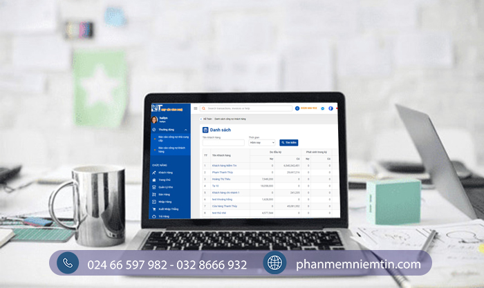 Phần mềm Niềm Tin cung cấp báo cáo công nợ phải thu chi tiết, chính xác